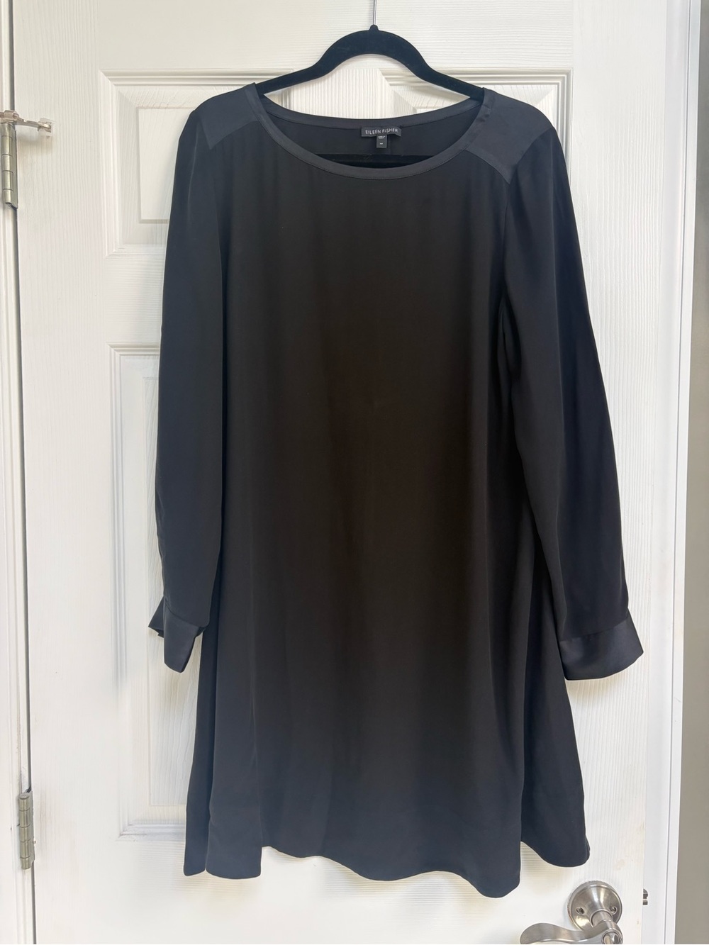 Eileen Fisher Black A line dress Medium 100% Silk